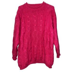 Allison Blair Barbiecore Pink Mohair Wool Blend Pullover Sweater Size Med